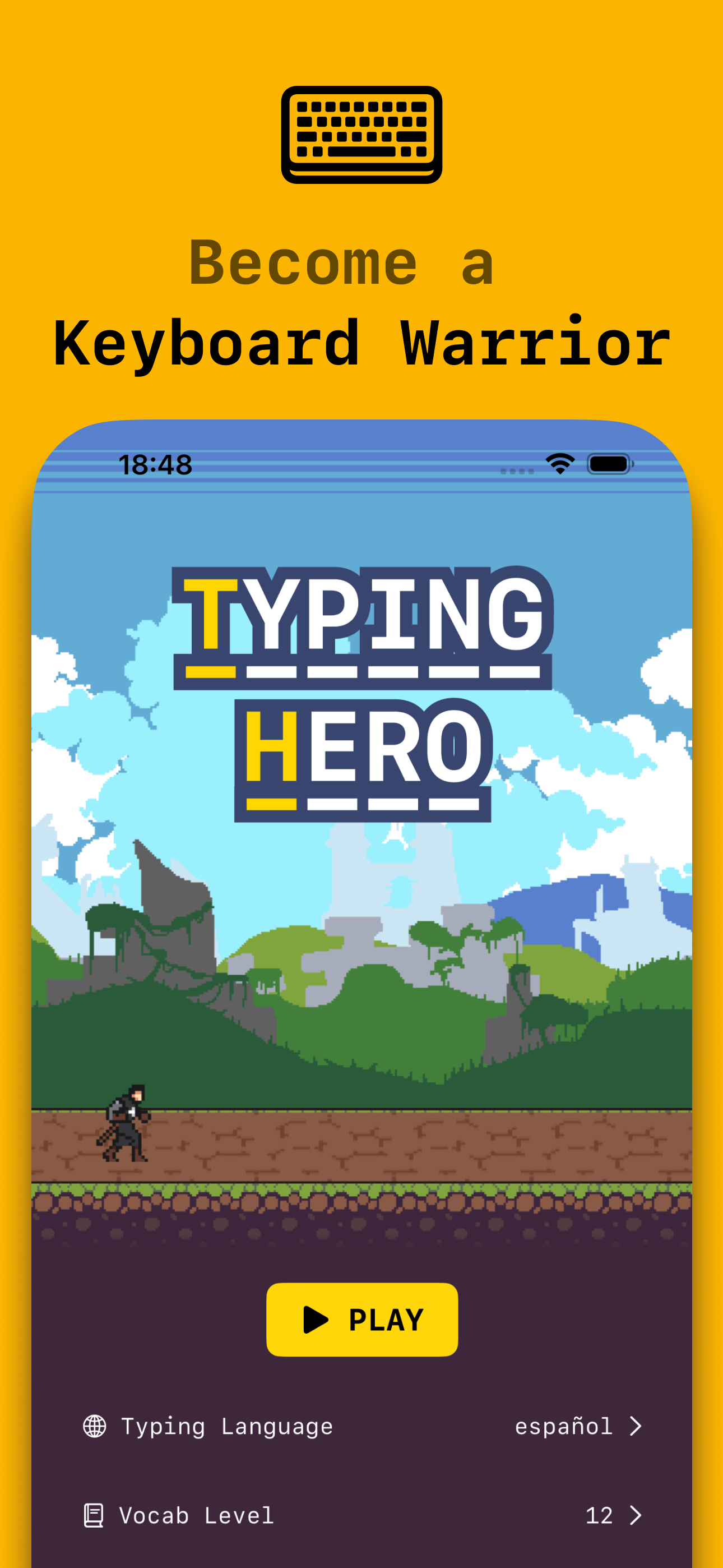 Typing Hero Spanish vocab level, improving your Spanish skills